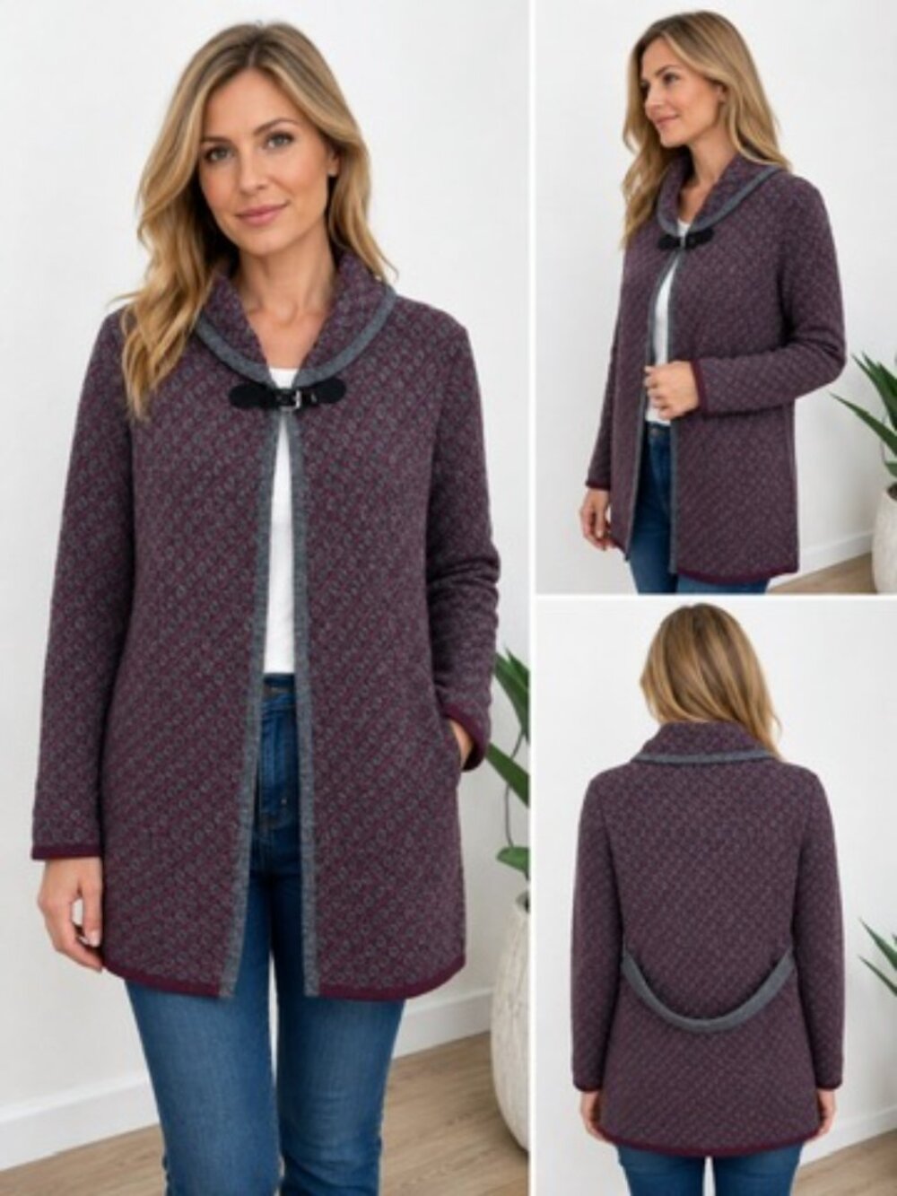 Chiaramente Made in Italy Purple Wool Blend Cardigan Sweater Size M